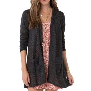 O’Neill Gray & Black Chevron Preppy Y2K Boho Retro Vintage Nautical Cardigan